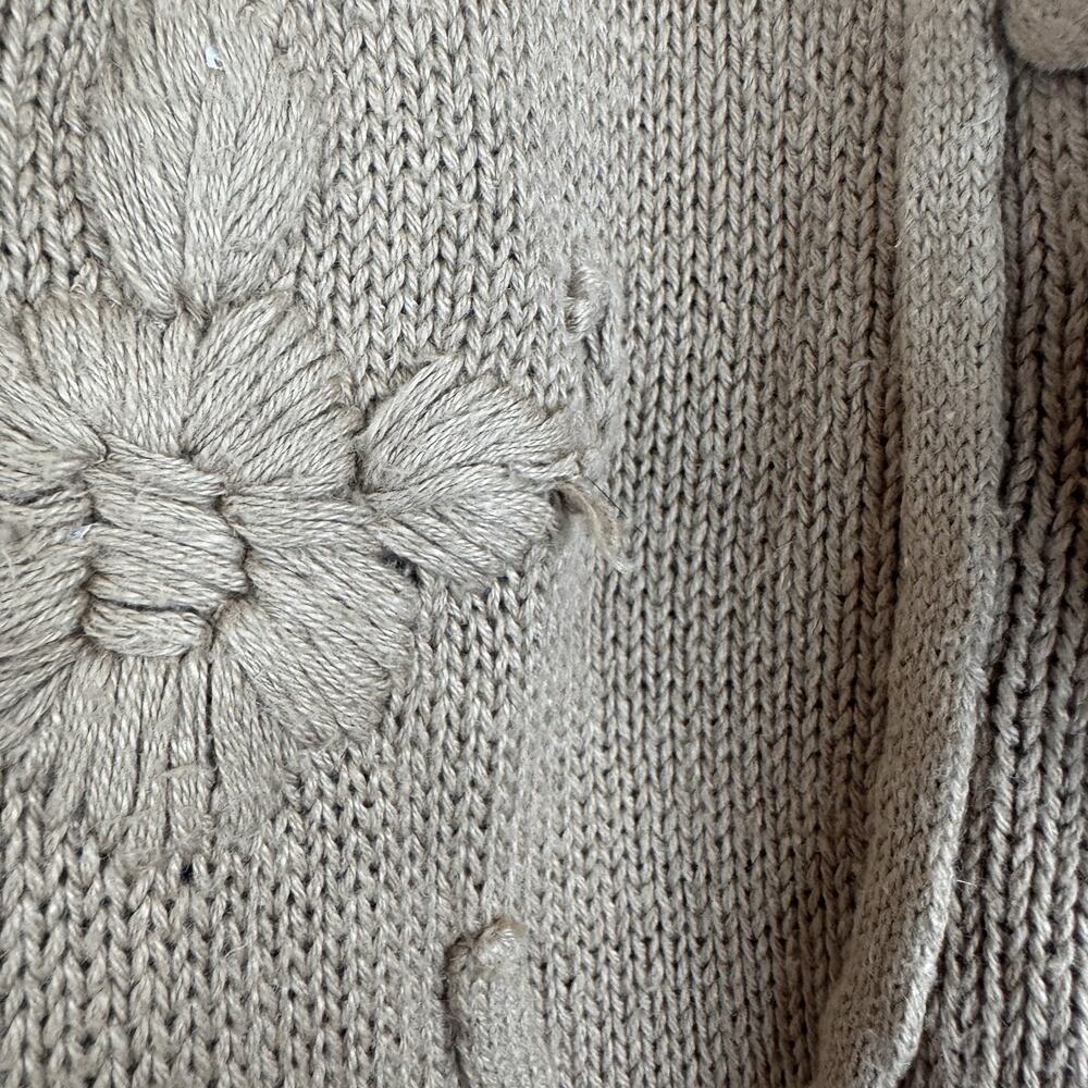 Vintage Newport News Embroidered 90s Mom Knit Tunic Sweater Cottagecore Tan M - Picture 4 of 16